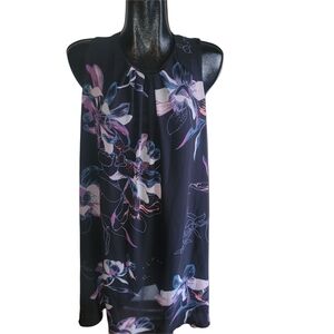 Reitmans Black Sleeveless Floral Print Dress L